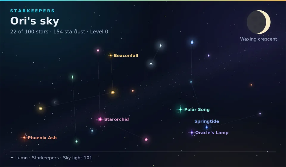 A player's own night sky picture with labeled stars