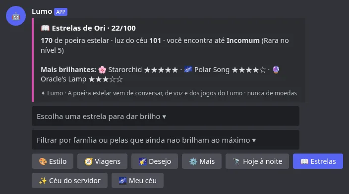 A aba Estrelas com poeira estelar, luz e suas estrelas mais brilhantes