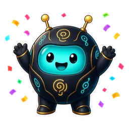 Lumo the robot celebrating with confetti
