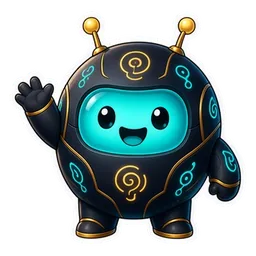 Lumo, the robot mascot, smiling
